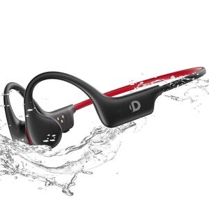 Demicea Open Ear Wireless Bone Conduction Sport Headphones Red Black